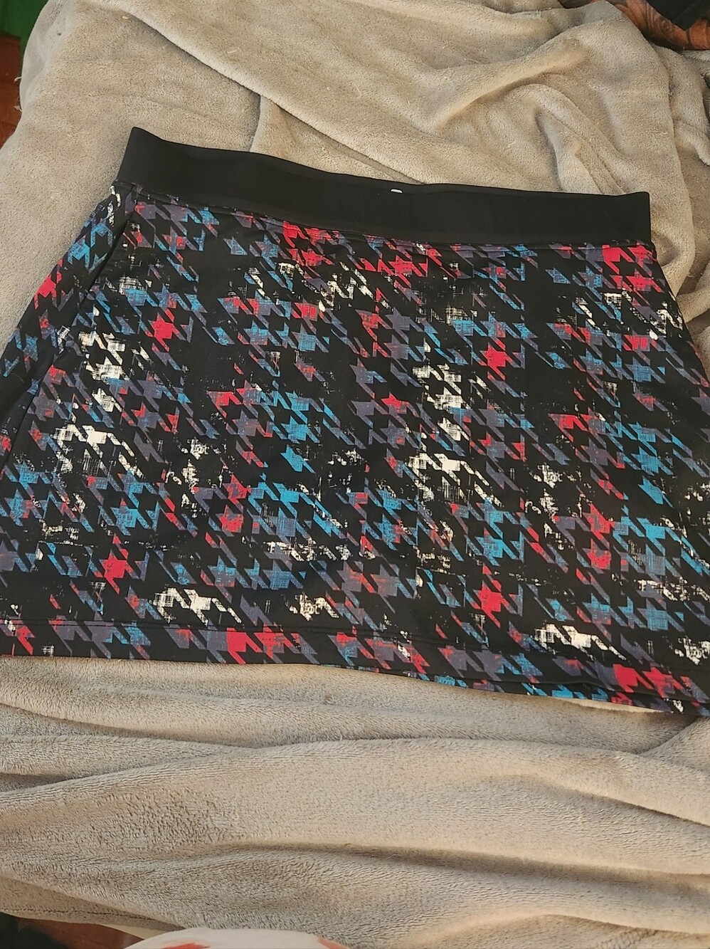 Black Multi-Color Patterned A-Line Skirt